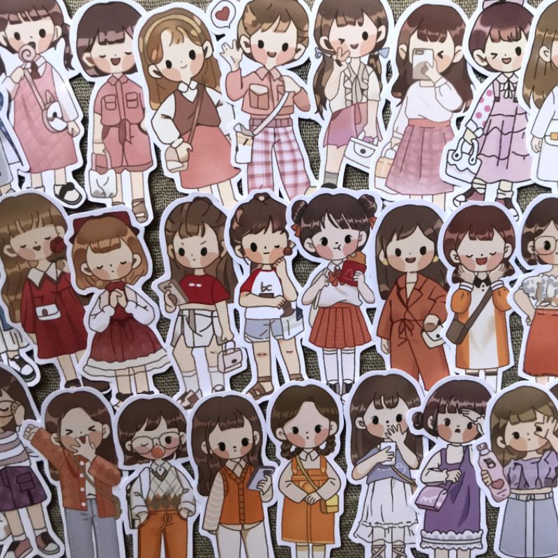 

<cute girl sticker pack> 30pcs cute girl sticker pack, sticker aesthetic, sticker cewek warna warni, sticker murah, sticker jurnal, sticker lucu