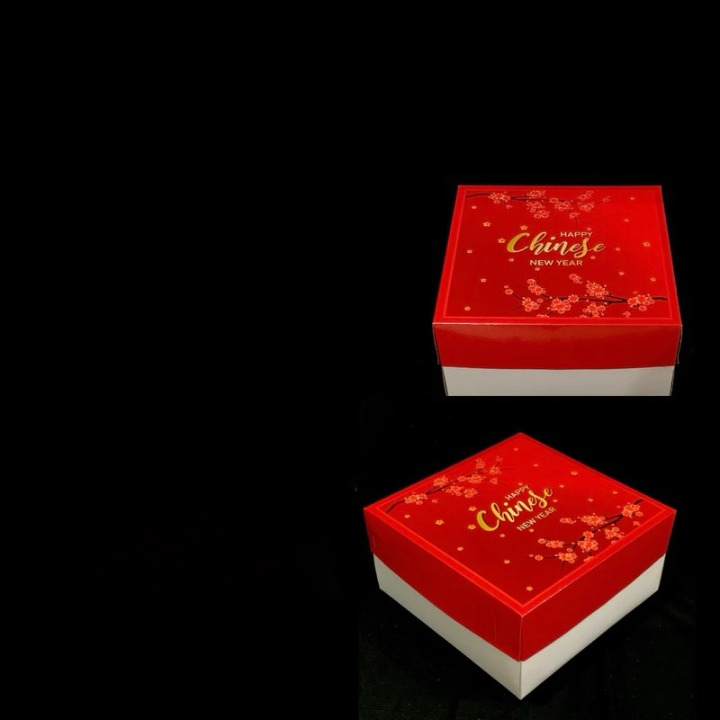 

1 Pack Isi 3 Pcs Box Duplex Kotak Hampers Kue Lapis Imlek Motif Sakura Ukuran 25x25x18cm