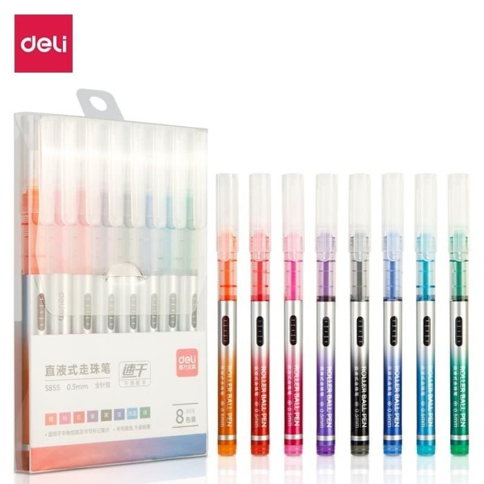 

Deli S855 Roller Pen Warna isi 8 Warna Cerah