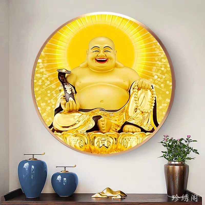Lukisan Porcelain 5D Diamond Bulat Motif Buddha Buddhist Dewi Kwan Im Dewa Buddha Lukisan Porselen C