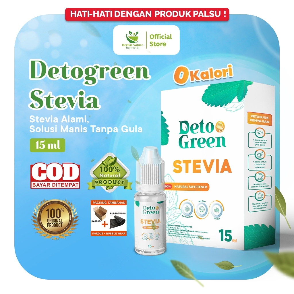

Detogreen Stevia Nol Kalori Pemanis Gula Cair Alami 15 ML