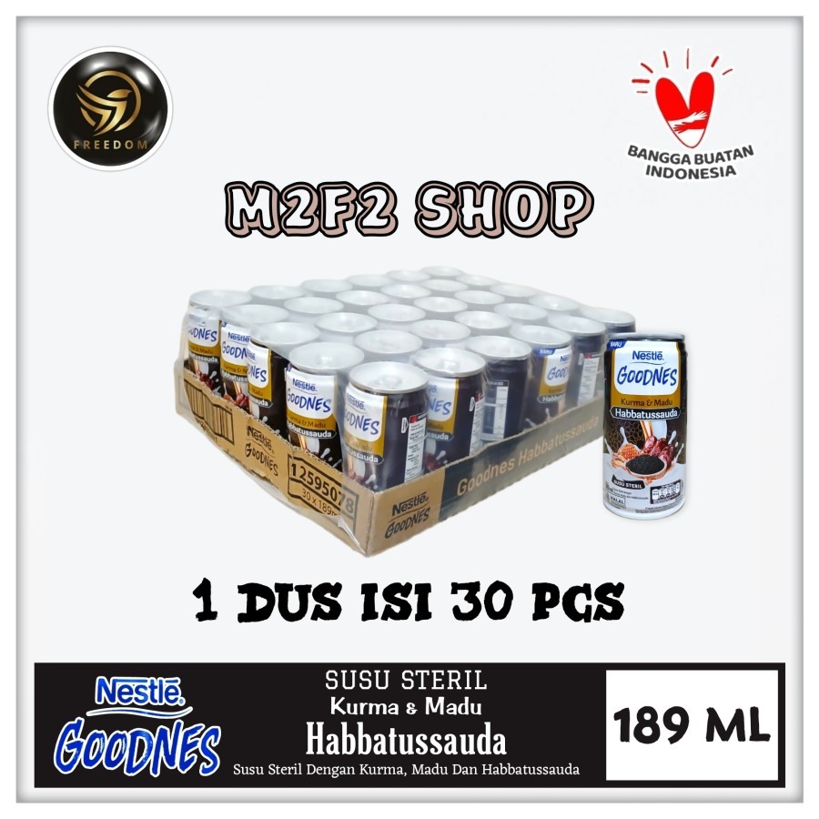 

Nestle Goodnes Susu Sterilisasi Kurma & Madu Habbatussauda Kaleng | Can - 189 ml (Kemasan Karton)