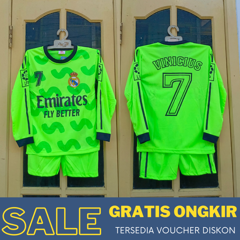 Setelan baju sepakbola lengan panjang/ baju sepakbola anak laki laki kiper lengan panjang