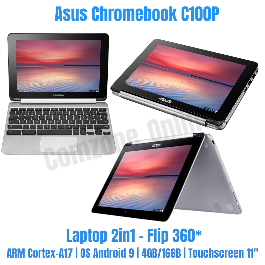 Laptop 2 in 1 Flip Chromebook Asus C100P ARM Cortex-A17 2GB 4GB 16GB Touchscreen nbasc2