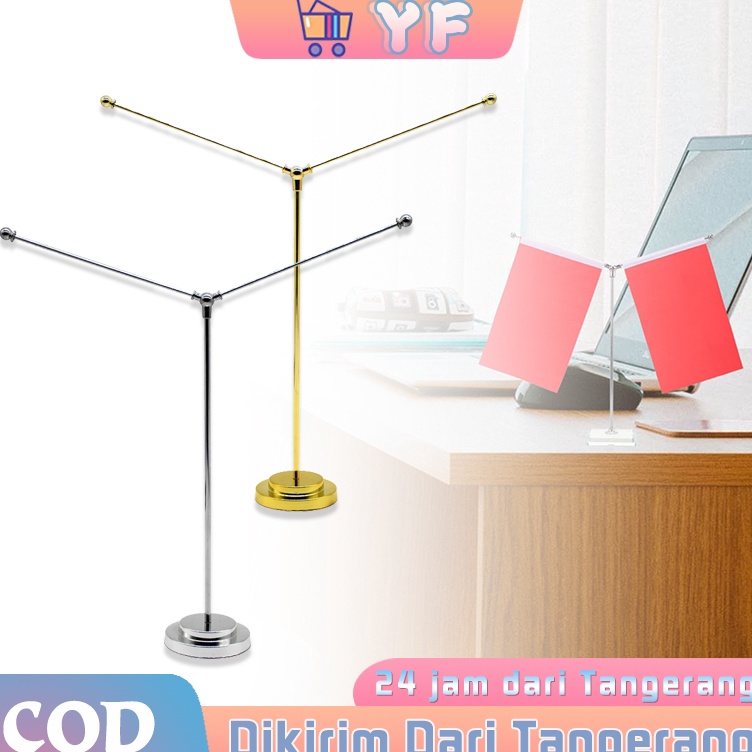 

KODE T55O Stand Tiang Bendera Meja Kecil Model Y Flag Pole Stainless Steel Y Stand Tiang 2 Bendera Meja