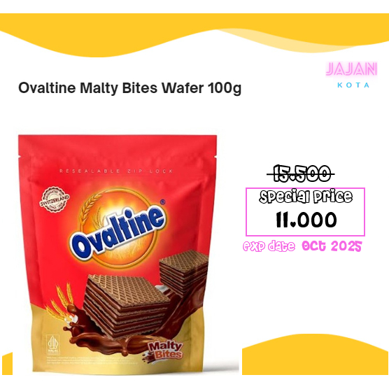 

Ovaltine Malty Bites Wafer Pouch 100 gram