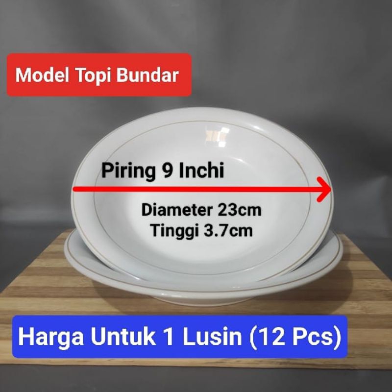 piring makan keramik putih Lis Emas harga untuk 1 lusin (12 Pcs)