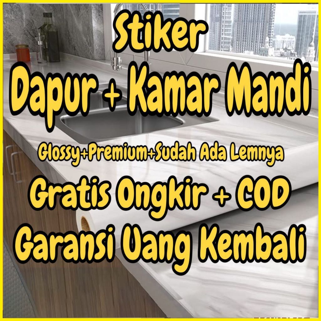 HRY (FreeOngkir) Stiker dapur anti minyak sticker dapur tahan suhu panas MOTIF MARMER HITAM PUTIH