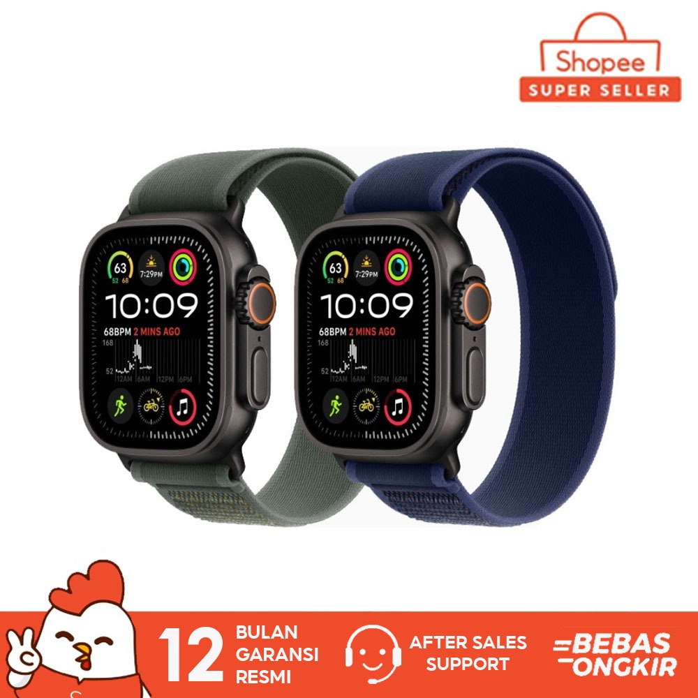 𝐀𝐩𝐩𝐥𝐞 Watch Ultra 2 Black Titanium Case 49mm Trail Loop Strap