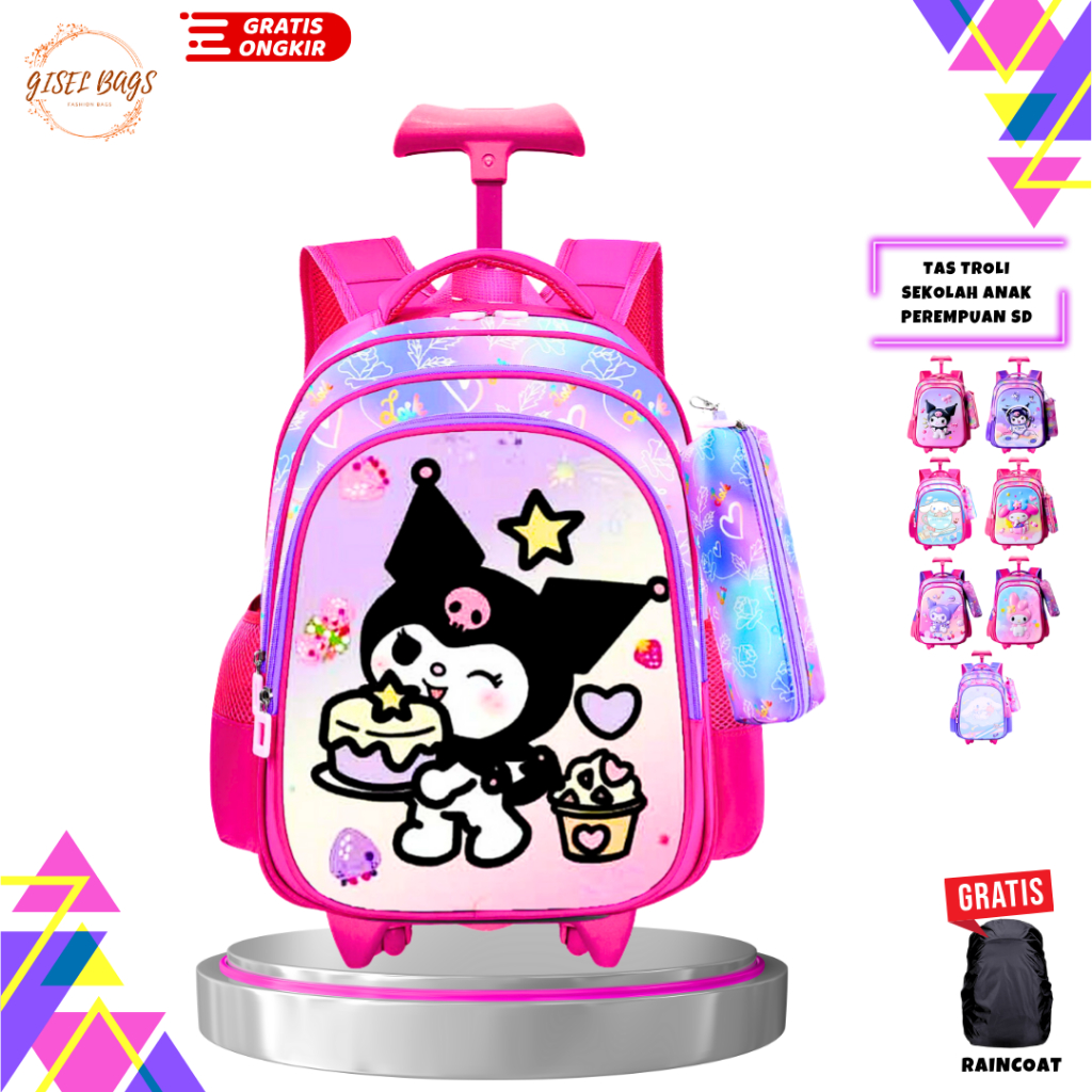 tas koper anak perempuan kuromi sekolah sd ransel gambar sanrio timbul anti air