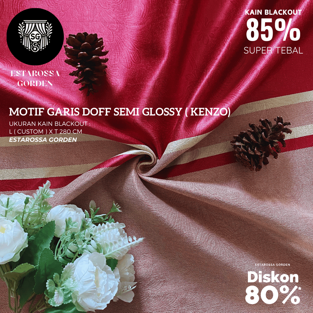 KAIN GORDEN BLACKOUT POLOS METERAN CUSTOM MOTIF GARIS DOFF SEMI GLOSSY ( KAIN BLACKOUT 85% - 95% - K