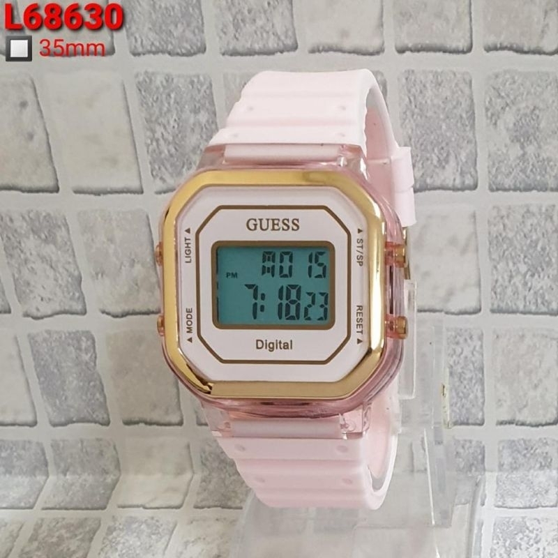 Jam Tangan Wanita Guess Digital Tali Karet