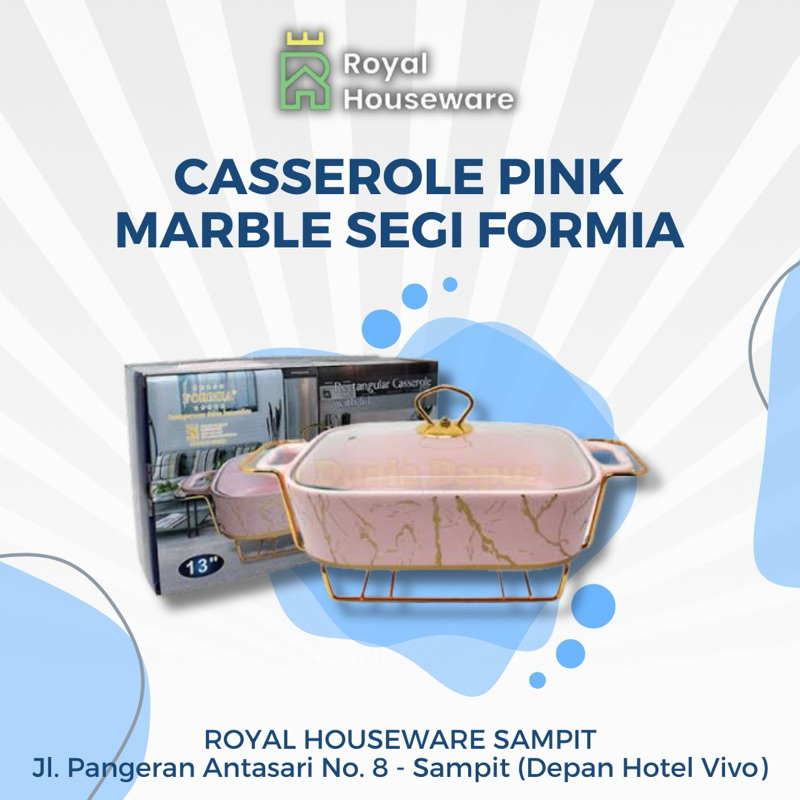 Casserole Pink Marble Formia / Wadah Prasmanan Kramik