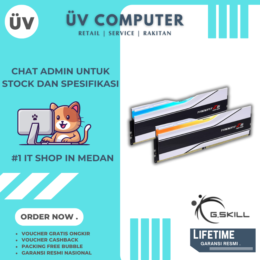 Memory RAM DDR5 | Longdimm | G.SKill GSkill Trident Z5 Neo RGB 2x16GB 32GB | PC5 PC51200 6400MHz | F