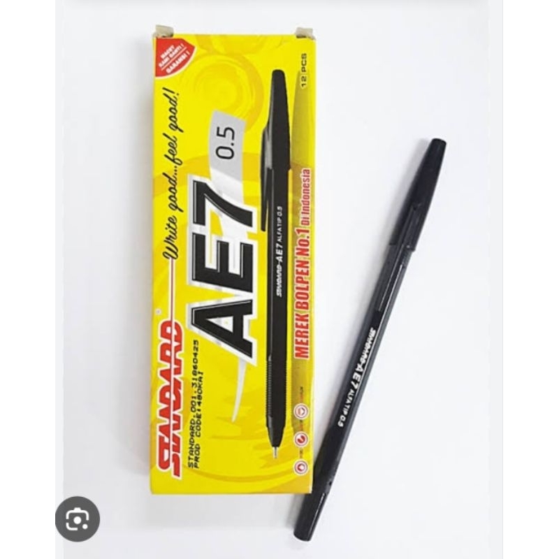 

(1PCS) Pulpen Standard AE7 / Bulpen Bolpoint Standart AE-7 Hitam 1pcs