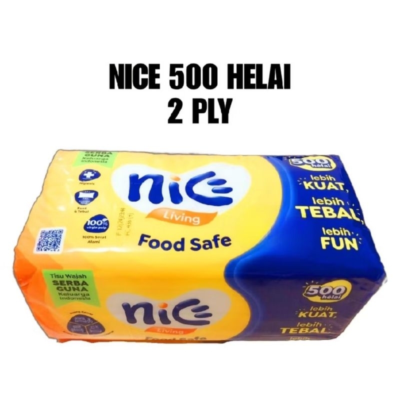 TISSUE NICE 500 SHEET 2 PLY ,FACIAL TISU NICE250 SHEET 2 ply promo/ NICE 500 SHEET KEMASAN BARU