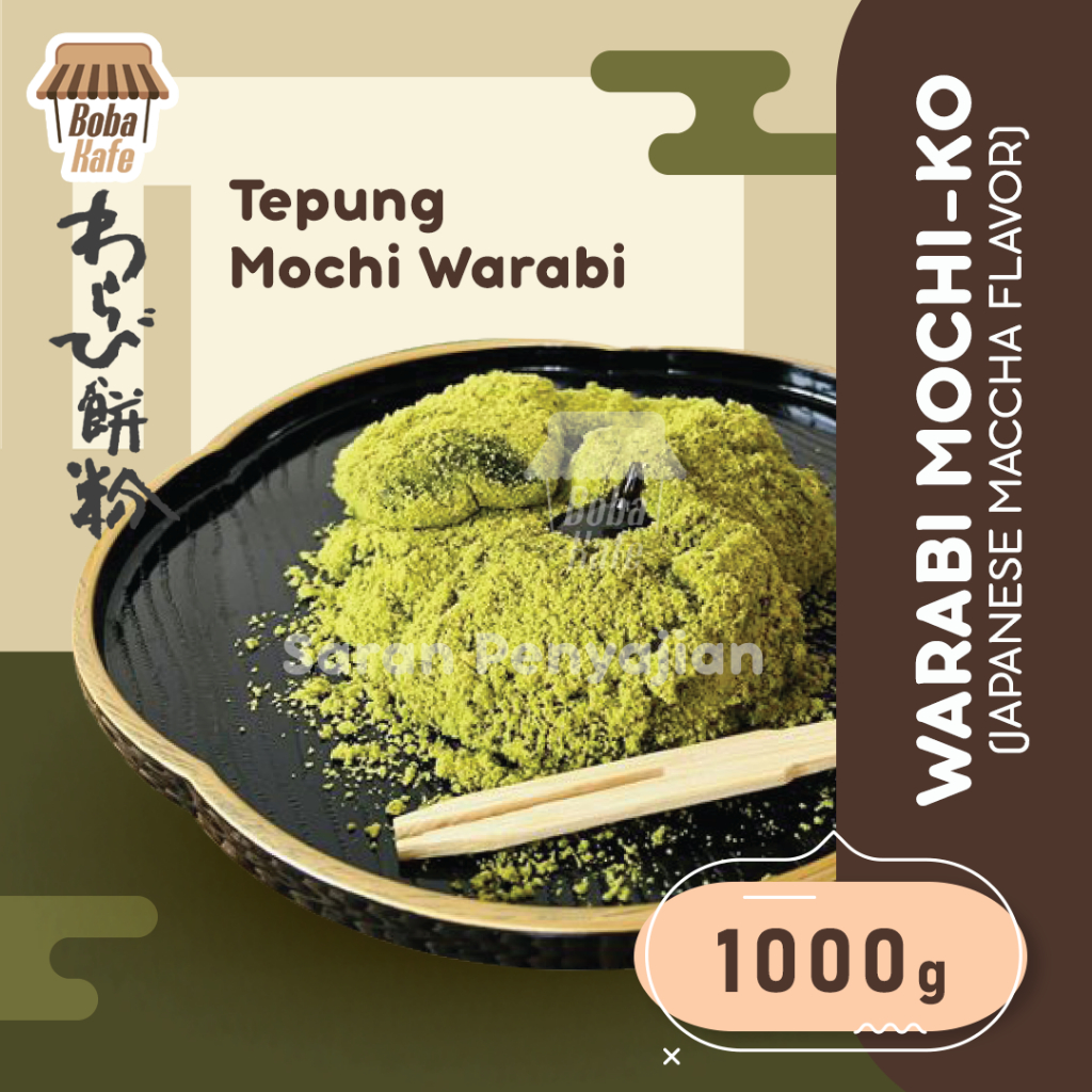 

WARABI MOCHI-KO Maccha 1.000gr Authentic Japanese / Tepung MOCHI WARABI Original Khas Jepang Soft & Chewy