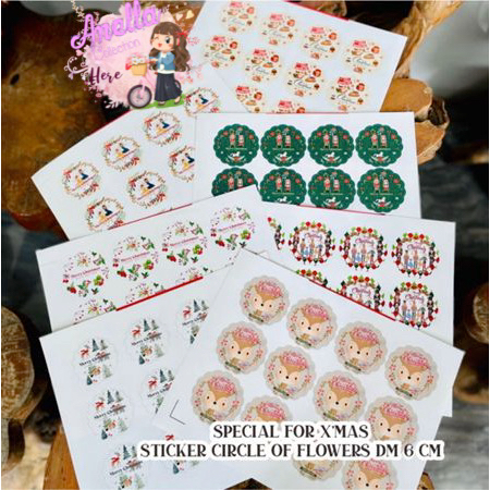 

Stiker / Sticker Circle of Flowers DM 6 cm 1lbr isi 12 pcs Tema Natal