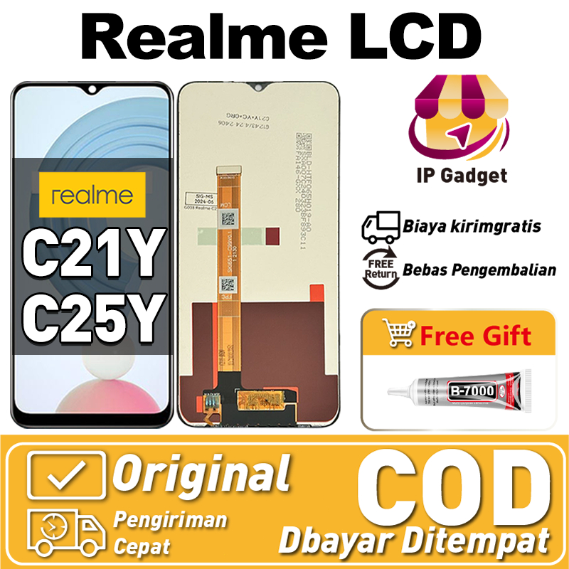 Original Lcd REALME C21Y C25Y fullset ori asli Layar hp touchscreen Sentuh Versi Tinggi COD