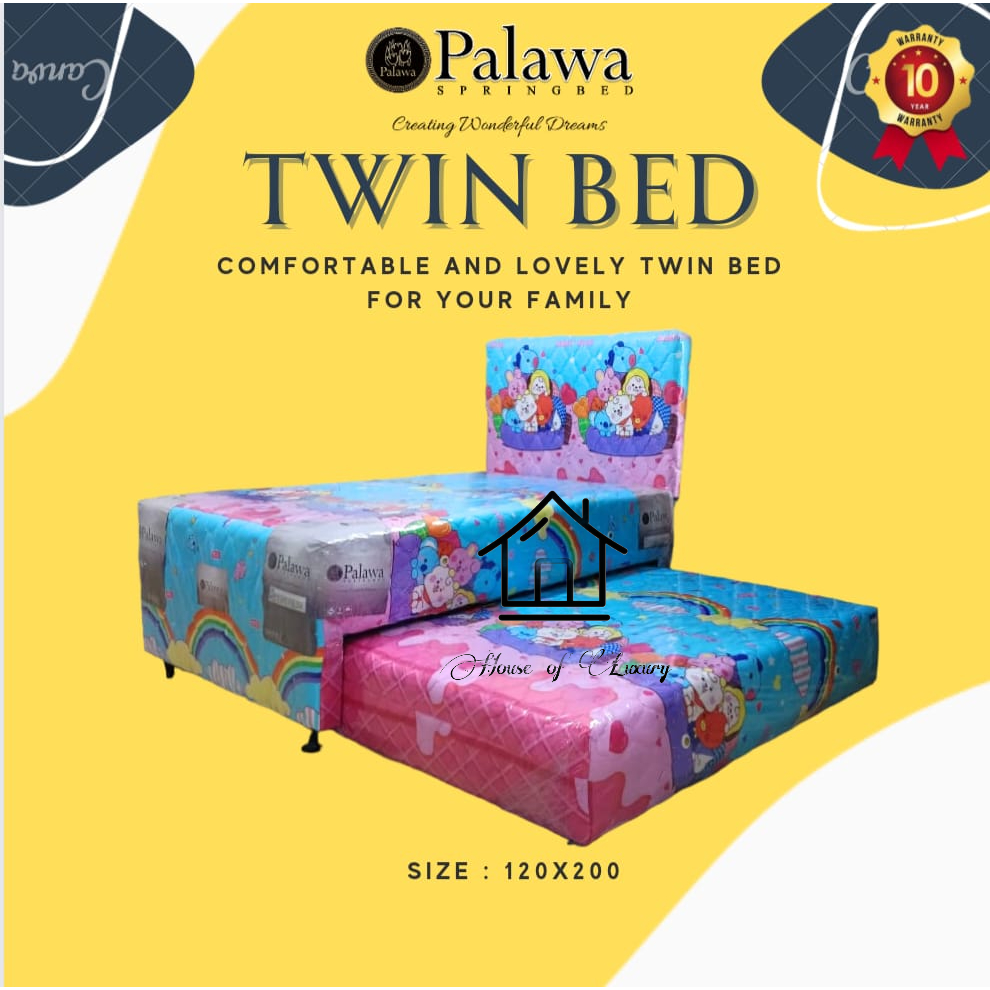 [ 2IN1 ANAK ] KASUR SPRING BED ANAK BERKARAKTER ANAK FEMINIM 2 TINGKAT PALAWA KASUR SORONG