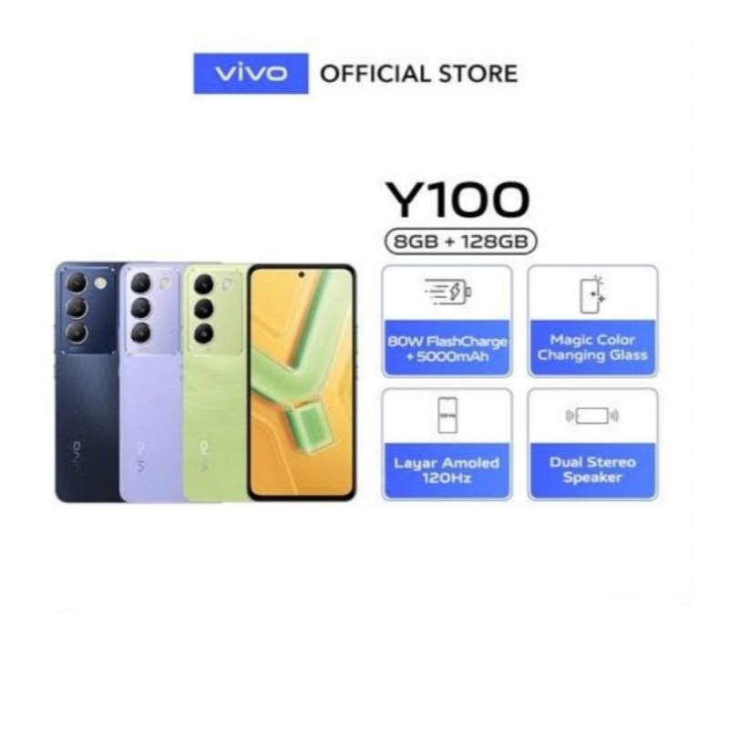 HP VIVO Y100 4G 8/128 GB - VIVO Y 100 4G RAM 8GB ROM 128GB GARANSI RESMI