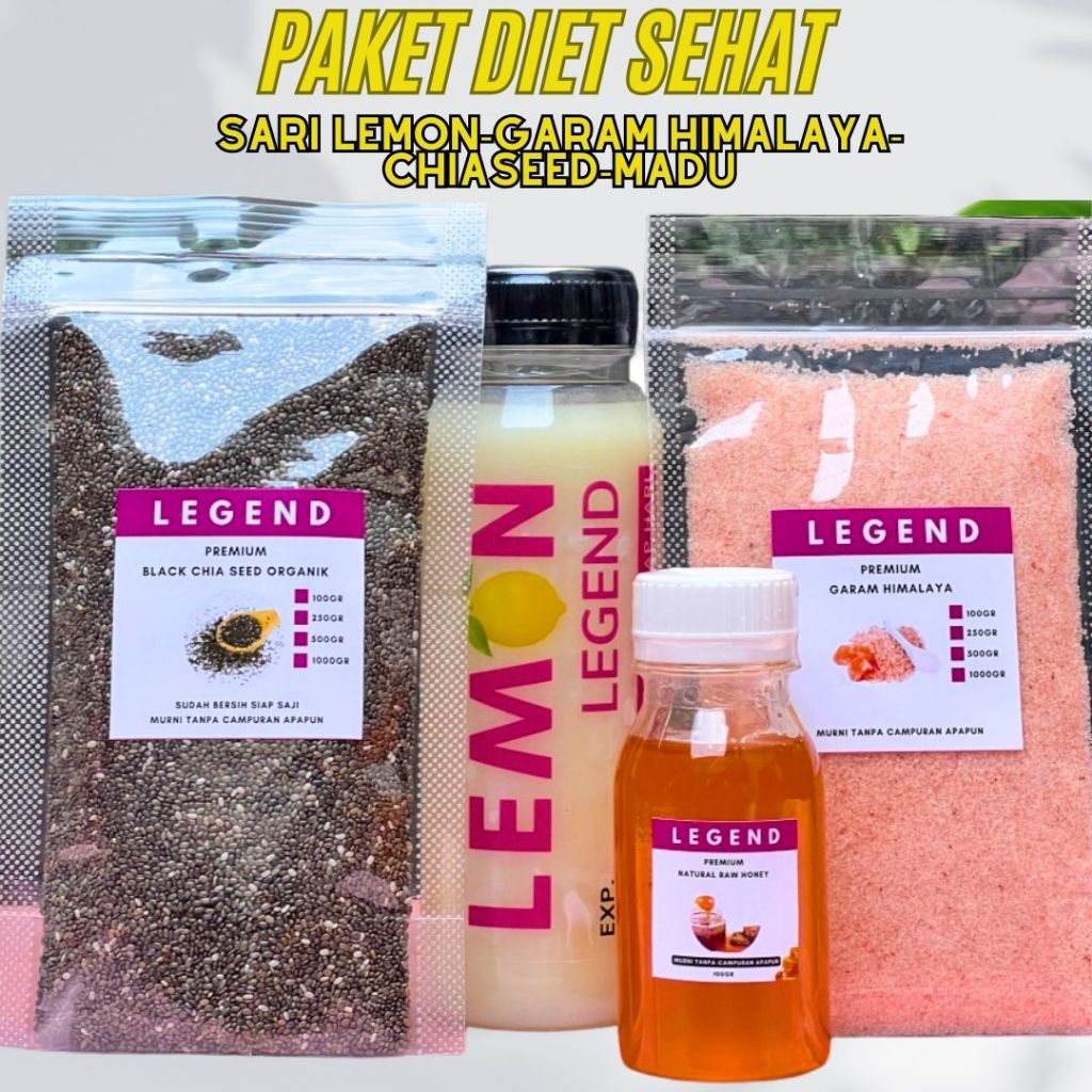 

paket diet sehat sari lemon california chia seed garam himalaya dan madu lemon legend