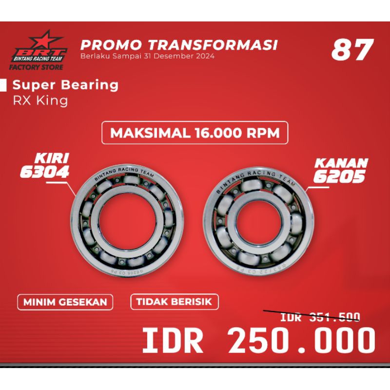 BEARING KRUK AS BRT LAHER KRUK AS BRT C3 HIGH SPEED RXK RX KING