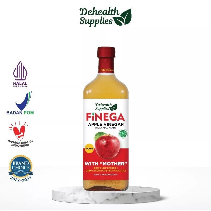 

Finega Cuka Apel With Mother 1000 ml 1 liter botol Kaca Dehealth Supplies