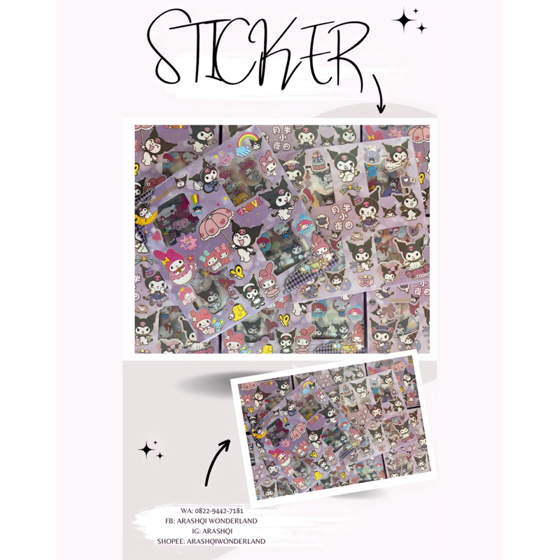 

PREMIUM SANRIO STICKER SMALL BOX isi 100 PCS AESTHETIC WATERPROOF STICKER