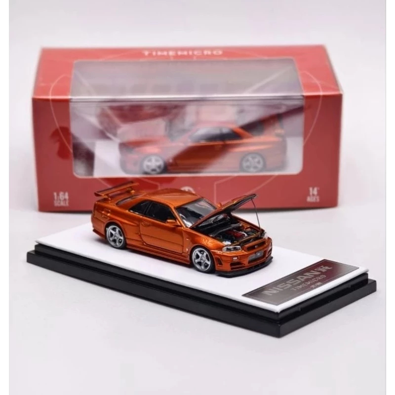 Time Micro 64 Nissan Skyline GTR R34 Orange Open Hood