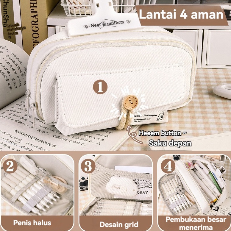 

ART E5Y8 Kotak Pensil Kanvas Multiwarna Kotak Pena Estetika Kapasitas Besar Korea Perlengkapan Penyimpanan Alat Tulis Siswa Sekolah