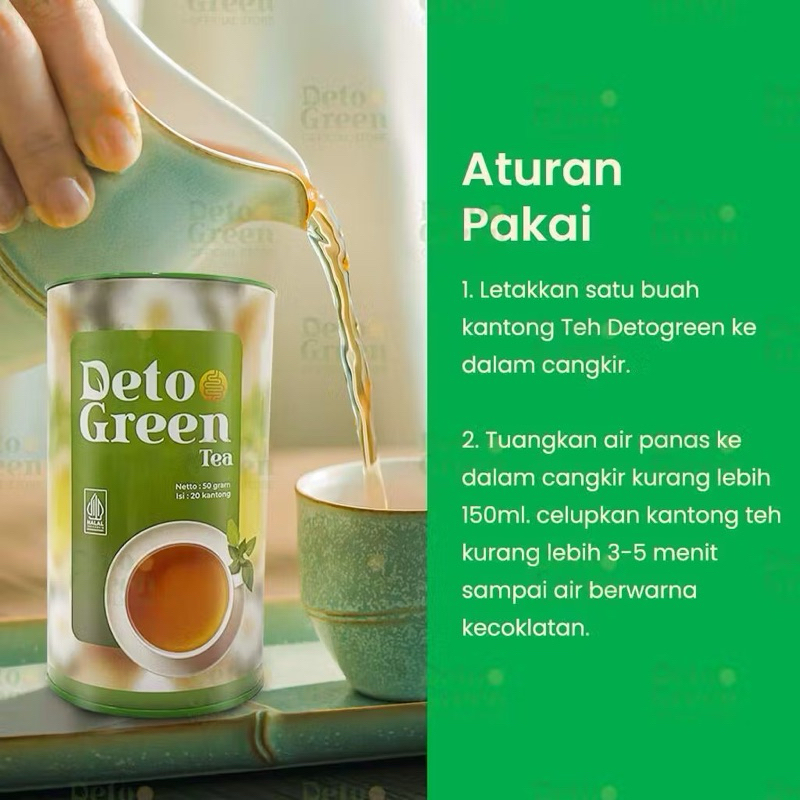 

DETOGREEN Teh Herbal Detox Sistem Pencernaan 50 Gram DETO GREEN