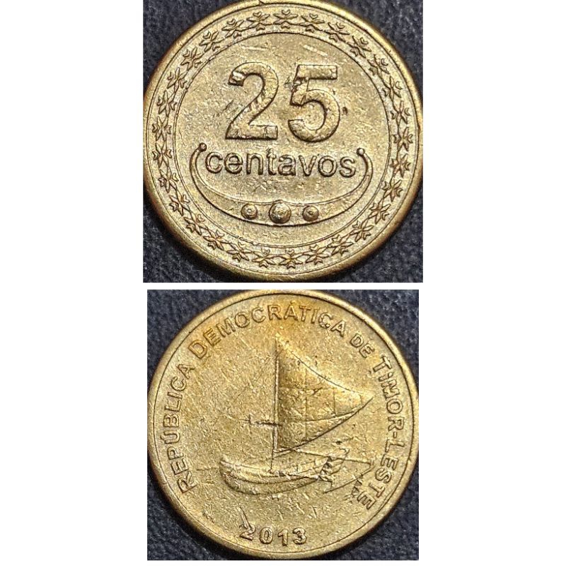 Koin Asing Negara Timor leste 25 Centavos tahun 2013 semi Luster original 100%