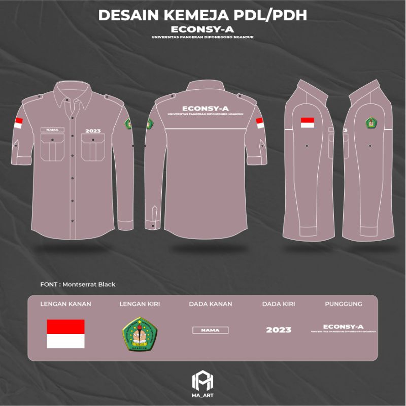 PDH / PDL KEMEJA BORDIR  CUSTOM LOGO DAN NAMA