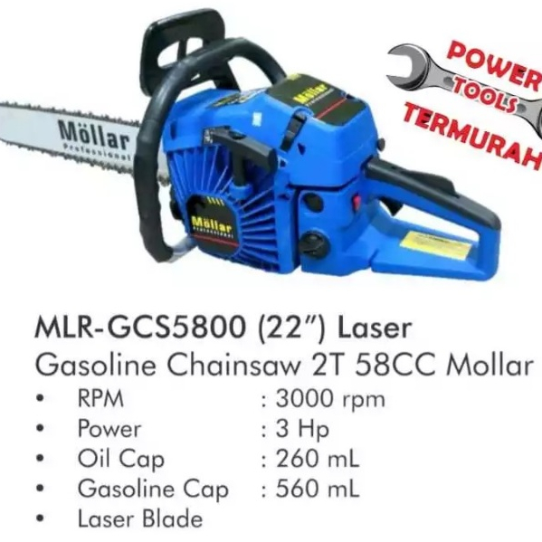 

Mollar Chainsaw Premium Bensin 22" Laser 58Cc Mlr-Gcs5800 - Mesin Gergaji Senso Potong Kayu