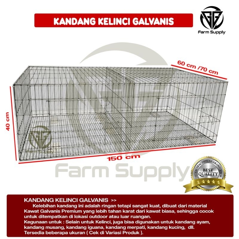 KANDANG GALVANIS SERBAGUNA 150/2 HOLE PREMIUM (UNTUK KANDANG KELINCI , MERPATI , AYAM, MARMUT, MUSAN