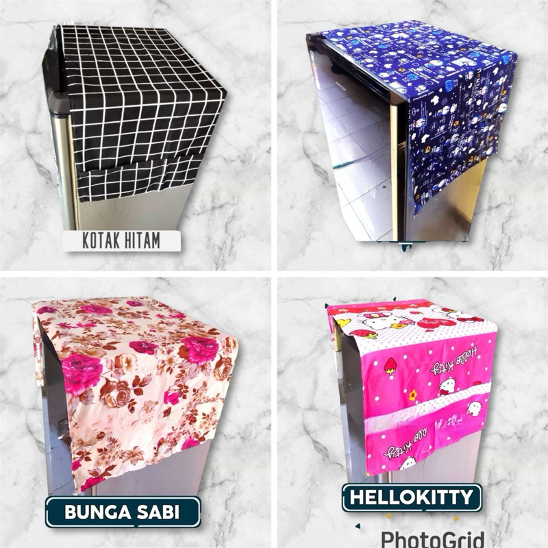 Taplak Kulkas Sarung Cover Kulkas 1 Dan 2 Pintu Motif Karakter Kain Tebal Dengan Kantong Cover Kulka
