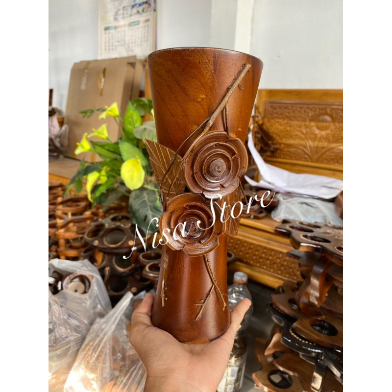 Vas Bunga Motif Kaca Hias Tempel Bunga – Estetik & Mewah