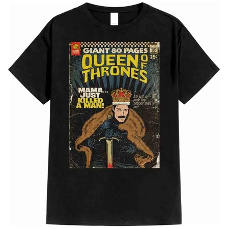 baju kaos musik band distro QUEEN OF THRONES katun 24s free stiker