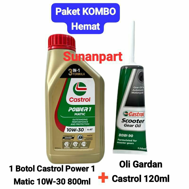 Paket Castrol Oli Motor Matic Power 1 matic 10W-30 800ml + oli gardan Castrol /AGIP ENI 120ml Origin