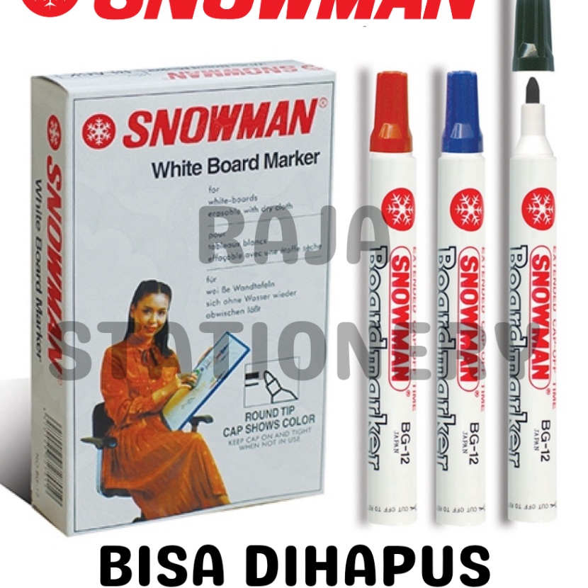 

Mega SNOWMAN WHITEBOARD MARKER BLACK BLUE RED BG12 SPIDOL PAPAN TULIS HITAM BIRU MERAH ABG12 12PCS