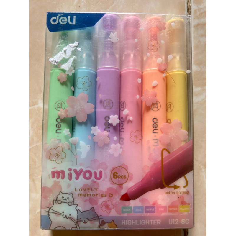 

Highlighter | Textliner Deli Miyou Pastel Color (1 set = 6 warna)