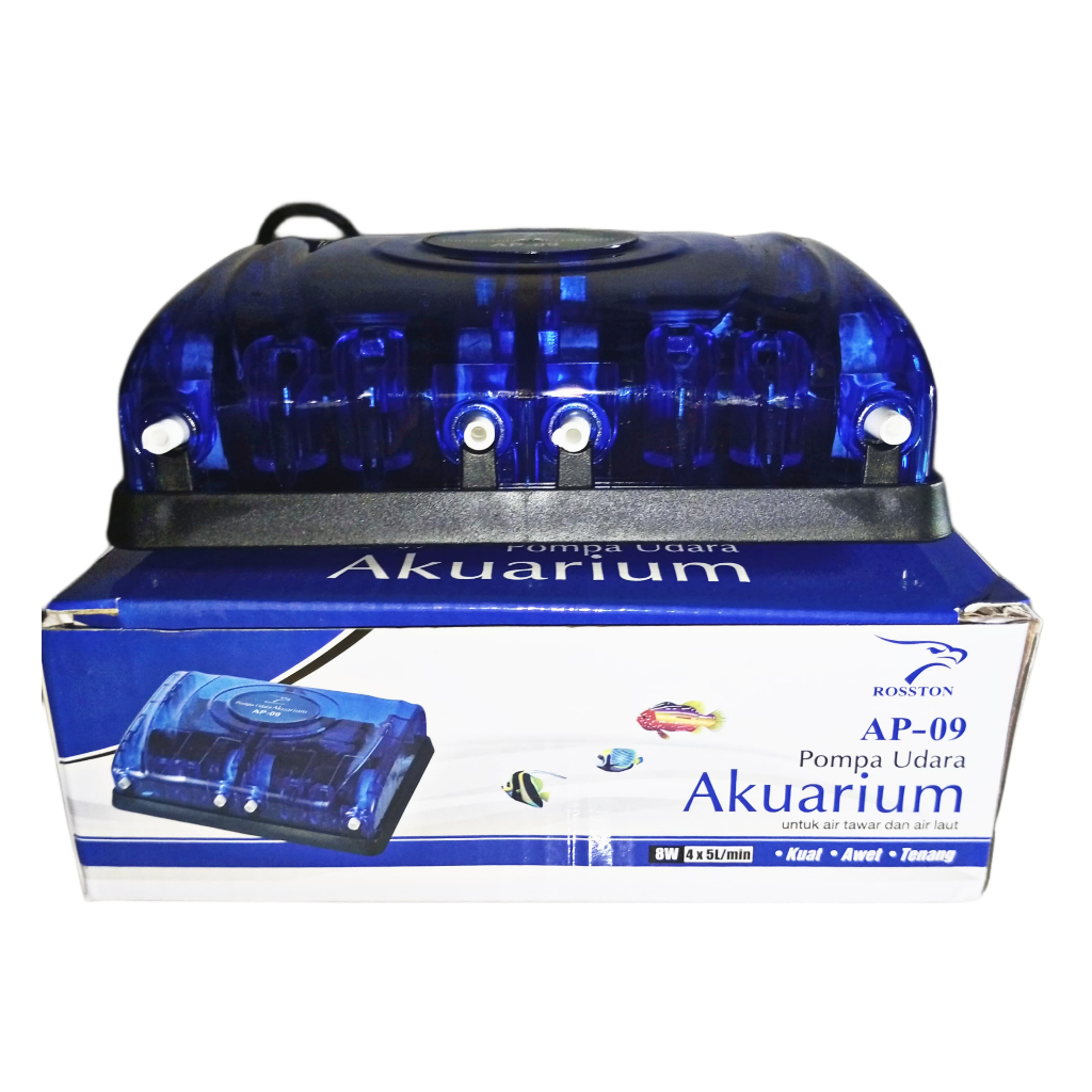 PT6 Paket Aerator 4 Lubang Rosston AP-09 ISTIMEWA. Aerator aquarium dan kolam ikan.