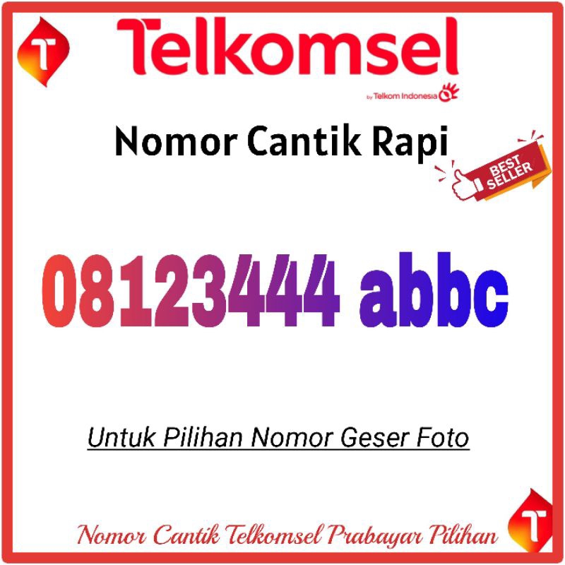 nomor cantik Telkomsel - nomor cantik simpati  12345 123444