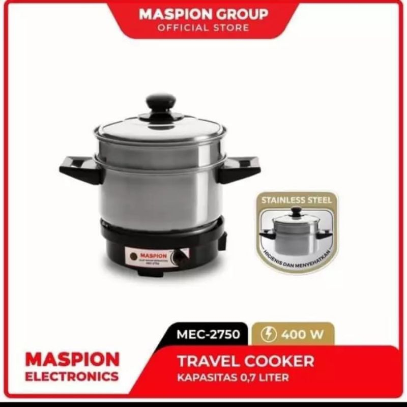 Panci Elektrik Alat Masak Serbaguna Kukus Maspion MEC-2750 Travel