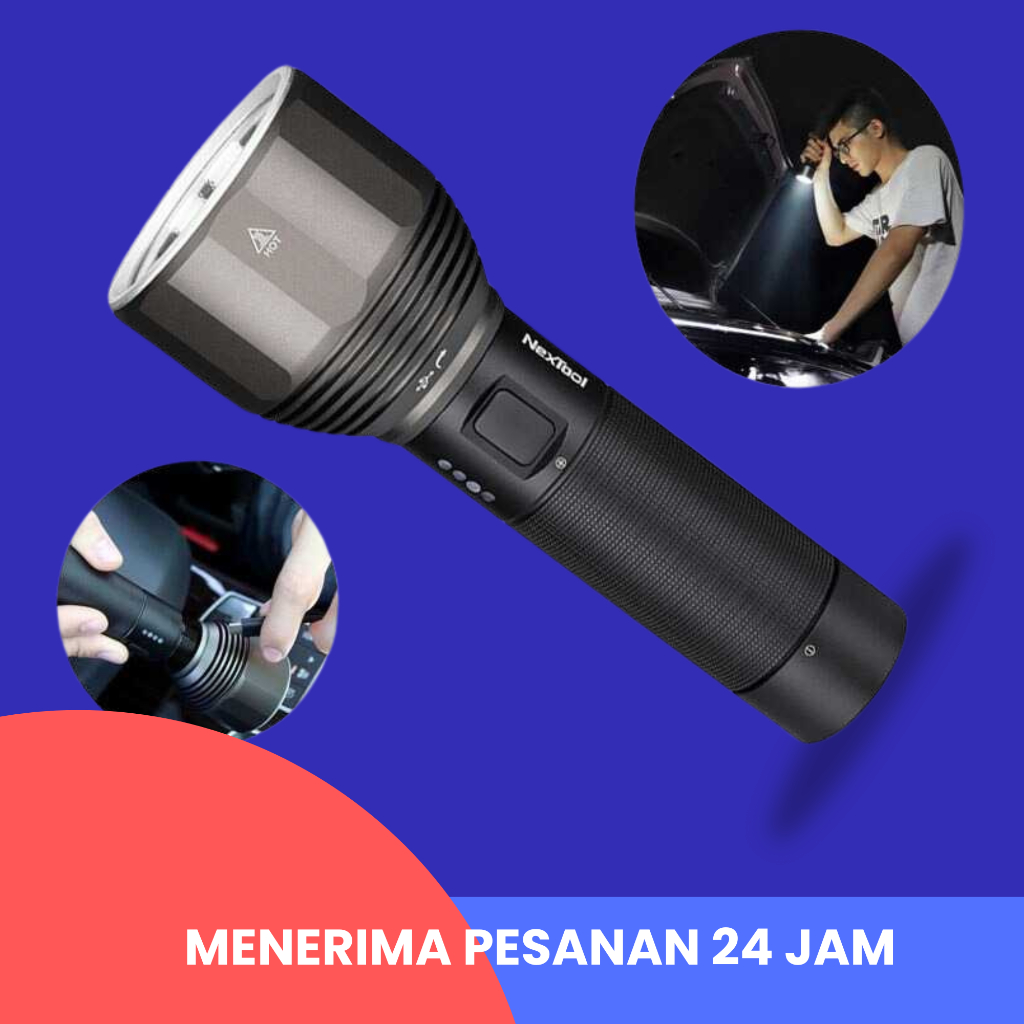 Senter LED USB Rechargeable 2000 Lumens - Lampu senter camping Hiking super Terang