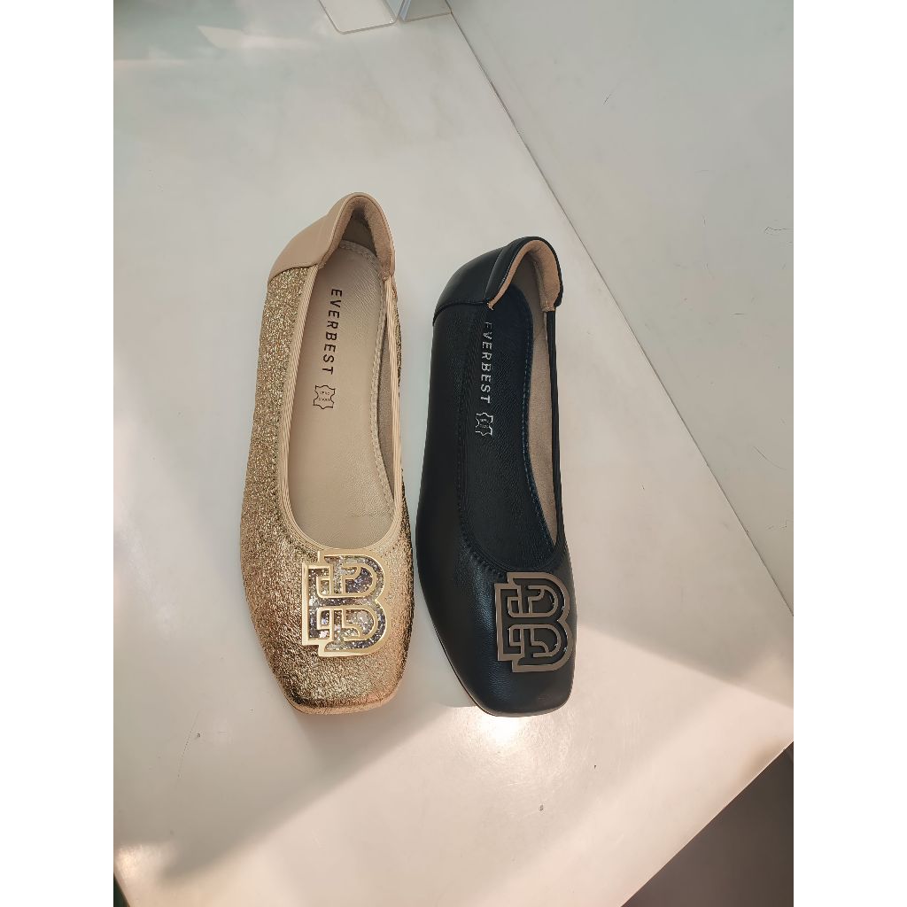 Everbest Loony Flat Shoes Wanita Black & L.Gold
