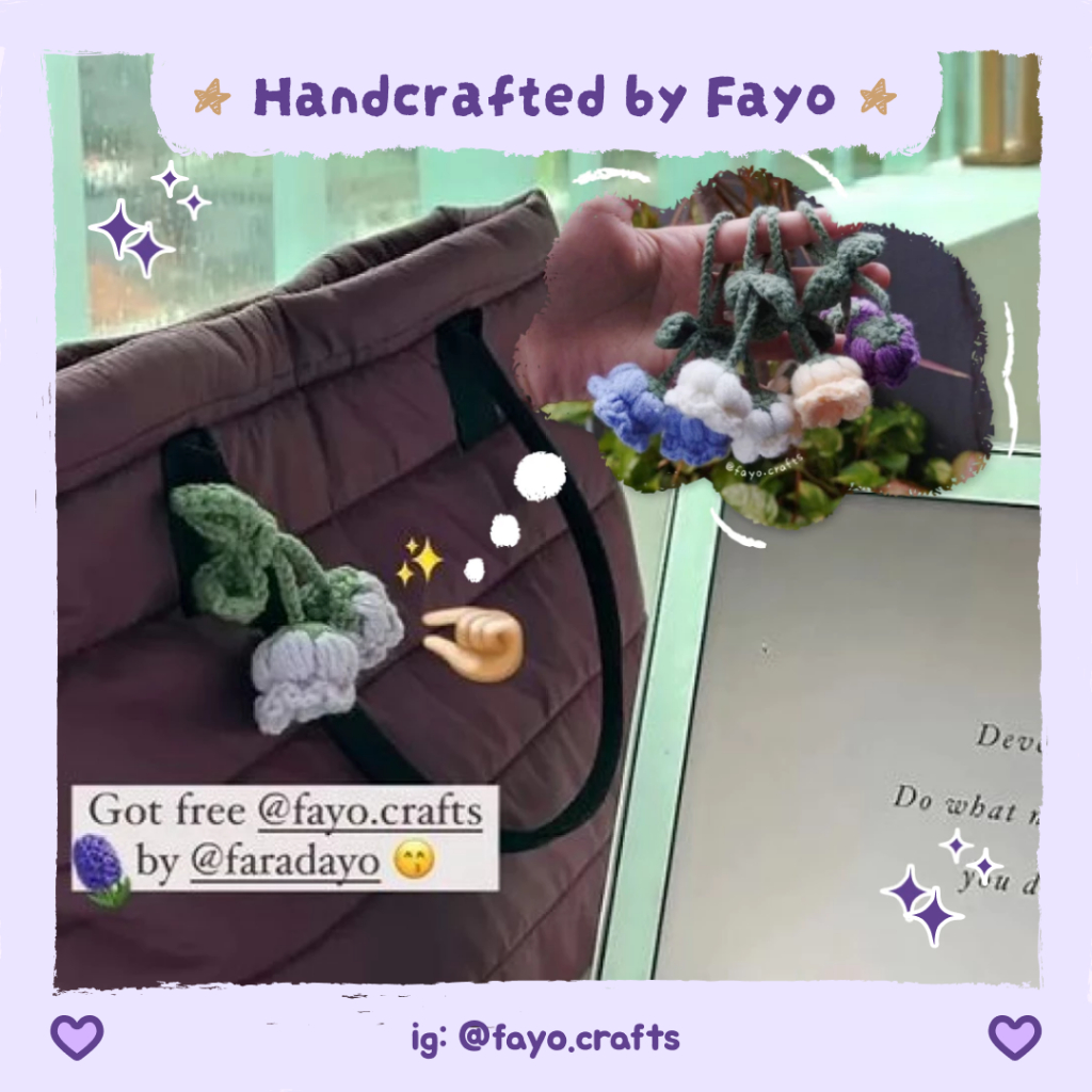 [Crochet by FAYO] Gantungan Kunci Rajut Bunga Lily | Keychain Lily of The Valley Bunga Custom