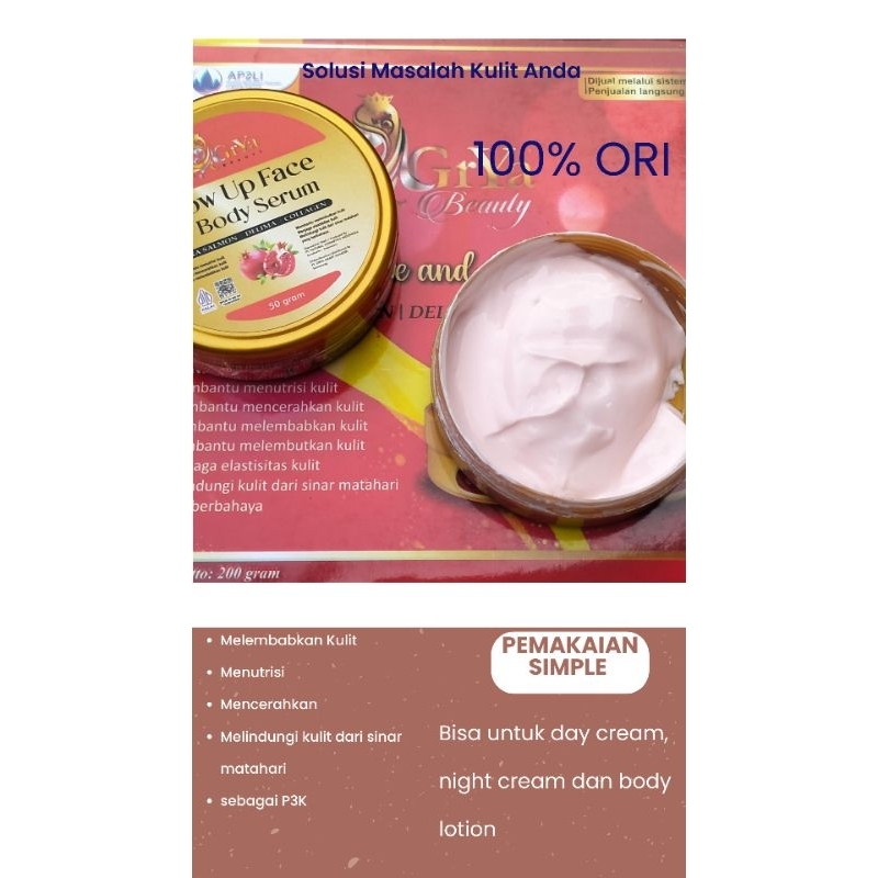 Cream Grya beauty sabun DNA salmon sabun Grya beauty booster serum cream glow up & body serum