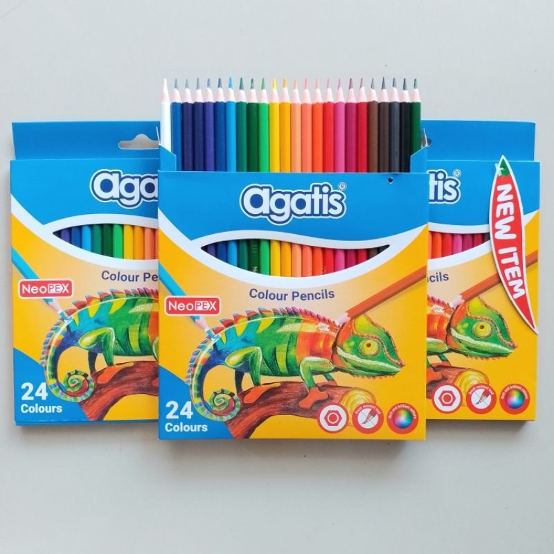 

YUH Pensil Warna Colored Pencils Agatis Neopex 24 Warna Panjang ( Set ) [ Orinal ]